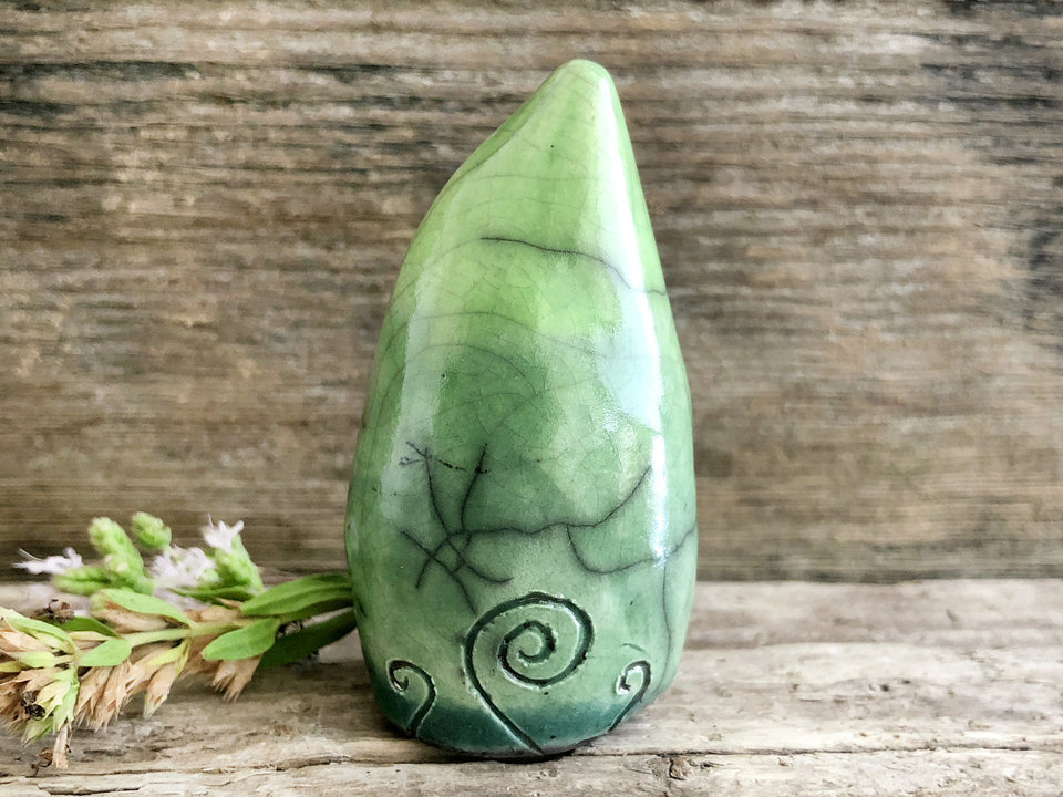 Elemental earth spirit raku sculpture | Shinto shamanism nature guardian statue