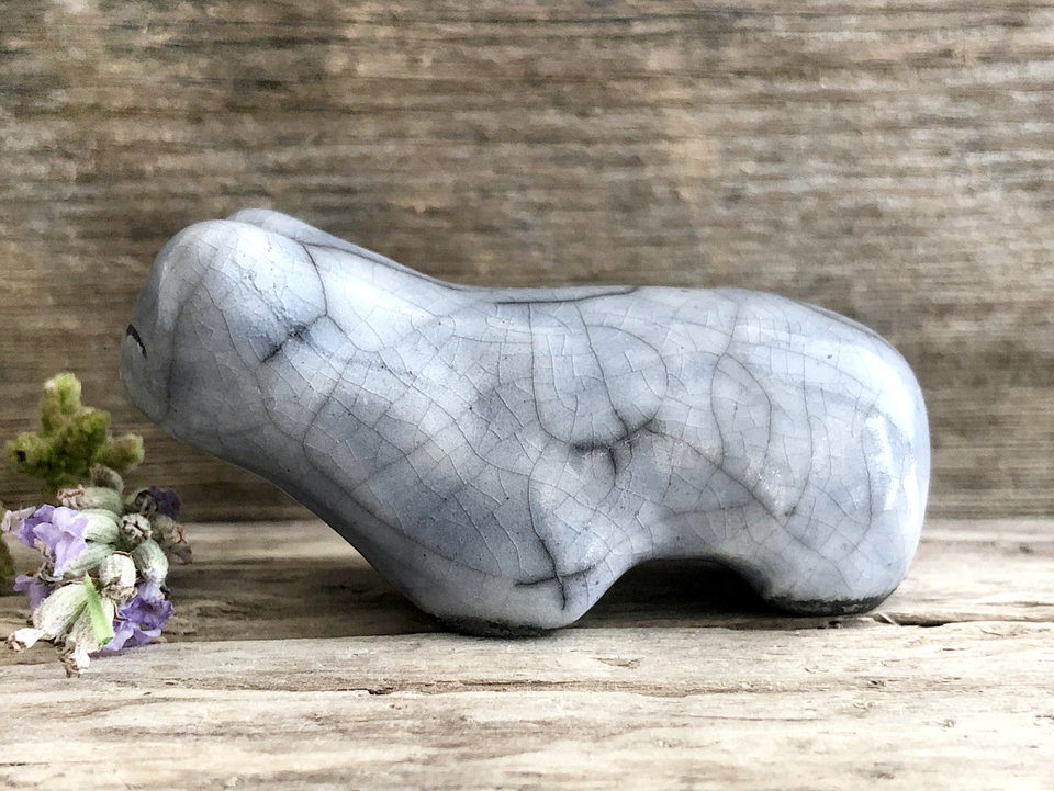 Cloud bear guardian nature spirit raku statue | Shinto shamanism sculpture