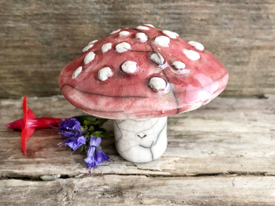 Fly agaric mushroom spirit sculpture | fall, autumn toadstool Halloween decoration