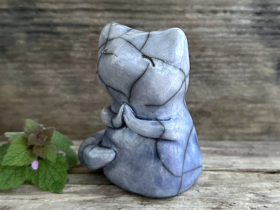 Gentle kitsune moon fox kami nature spirit raku statue | Shinto Inari, shamanism