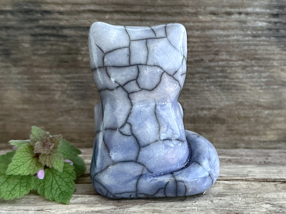 Gentle kitsune moon fox kami nature spirit raku statue | Shinto Inari, shamanism