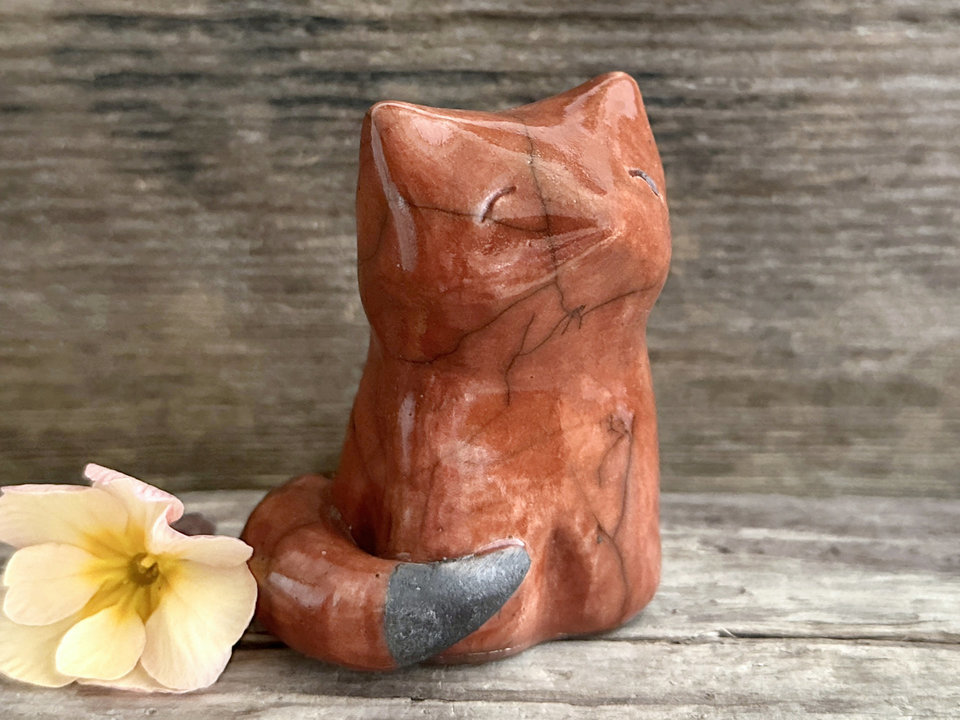 Autumn fire kitsune fox raku sculpture | Shinto Inari, shamanism totem
