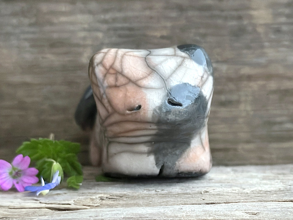 Quiet calico cat kami sculpture | nature spirit guardian figure, Shinto, shamanism