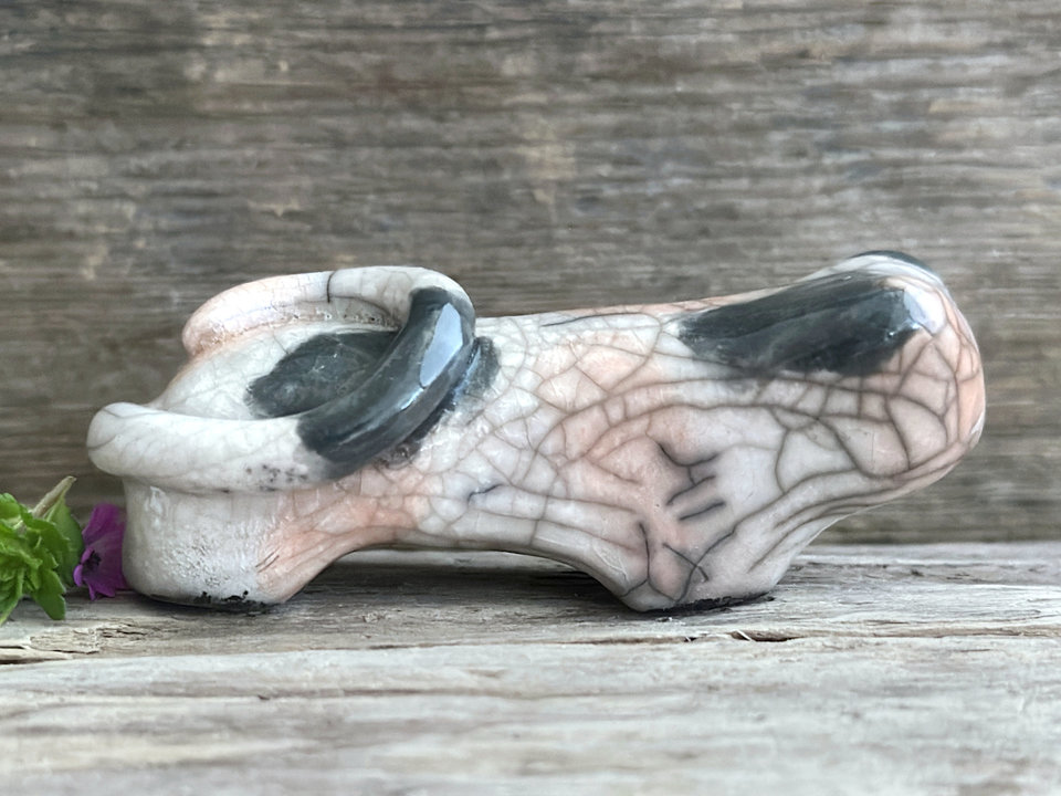 Quiet calico cat kami sculpture | nature spirit guardian figure, Shinto, shamanism