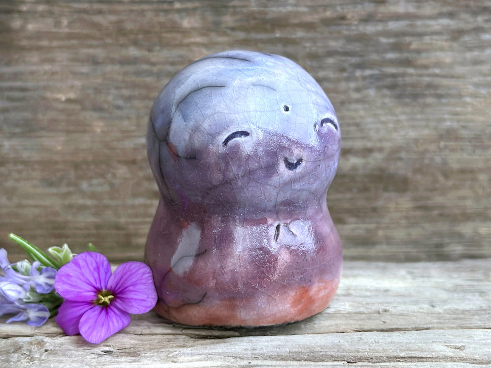 Quiet sunset Jizo hugs guardian statue | Shinto kamidana shrine friend