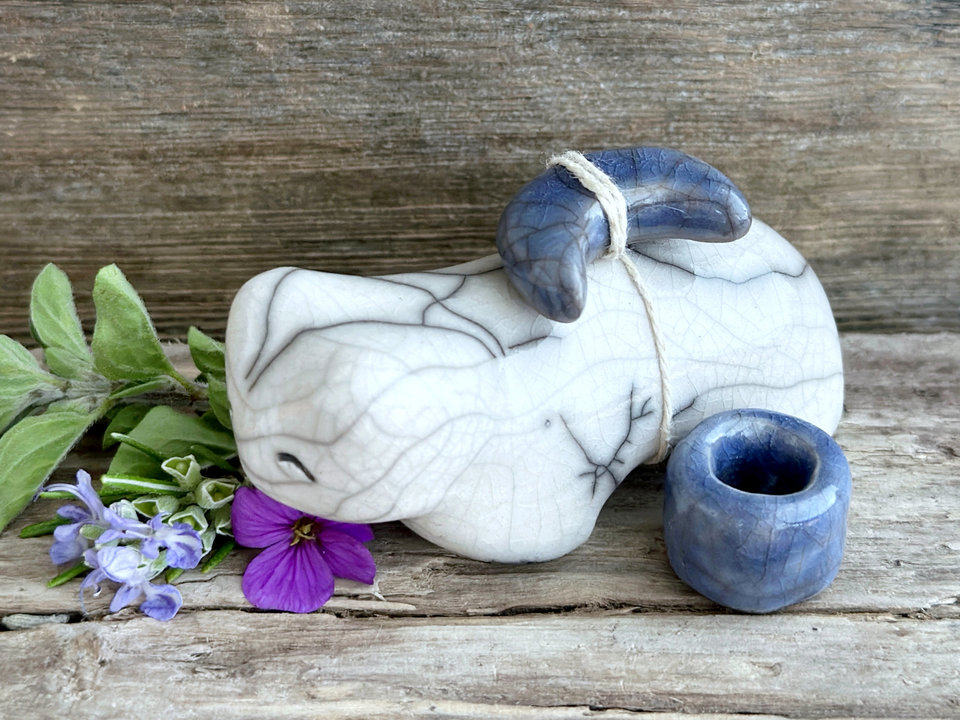 Moon bear guardian spirit raku statue | Shinto kamidana shrine sculpture, shamanism