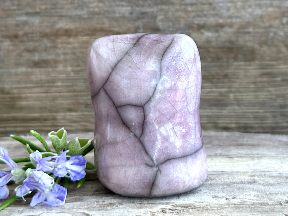 Purple pocket fox kitsune kami raku sculpture | Shinto Inari kamidana, shamanism statue