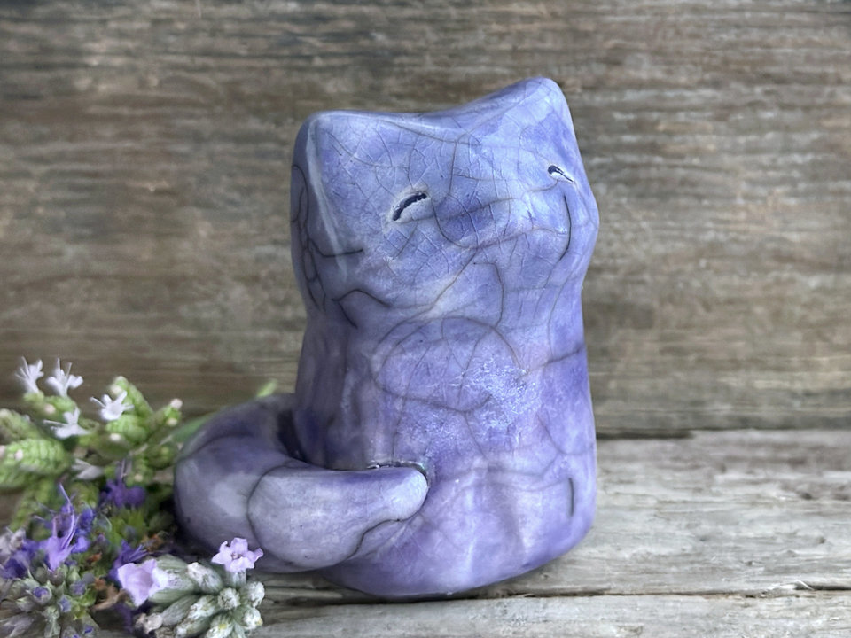 Night moon kitsune fox raku sculpture | Shinto Inari, shamanism totem
