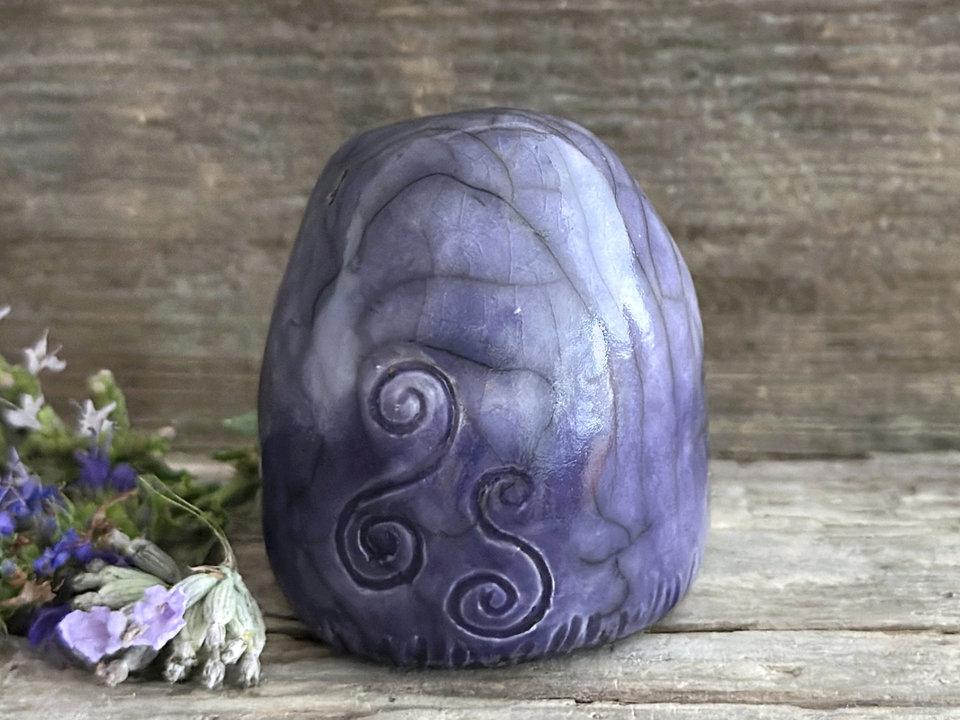 Spiral gnome spirit elemental guardian sculpture | Shinto shrine, shamanism, celtic folk art