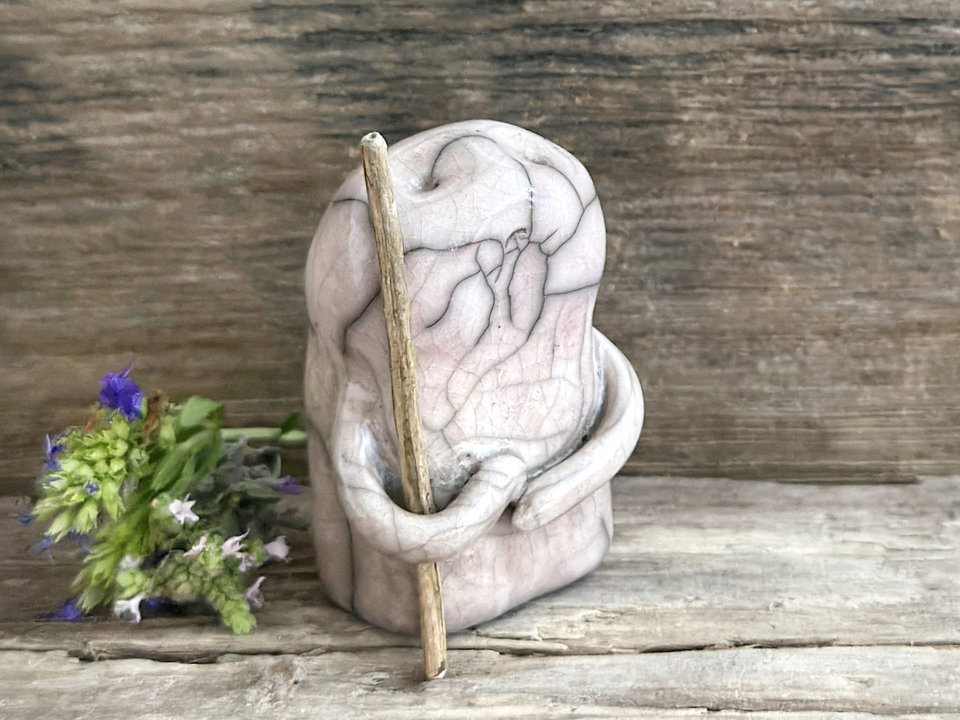 Warrior spirit earth guardian raku sculpture | Shinto shrine statue, shamanism statue