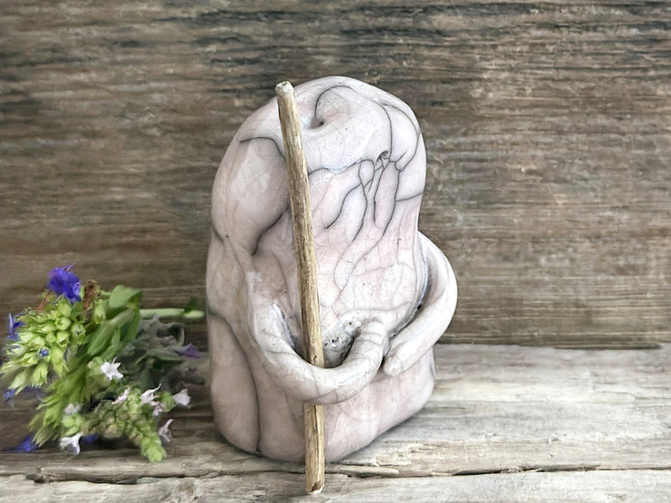 Warrior spirit earth guardian raku sculpture | Shinto shrine statue, shamanism statue