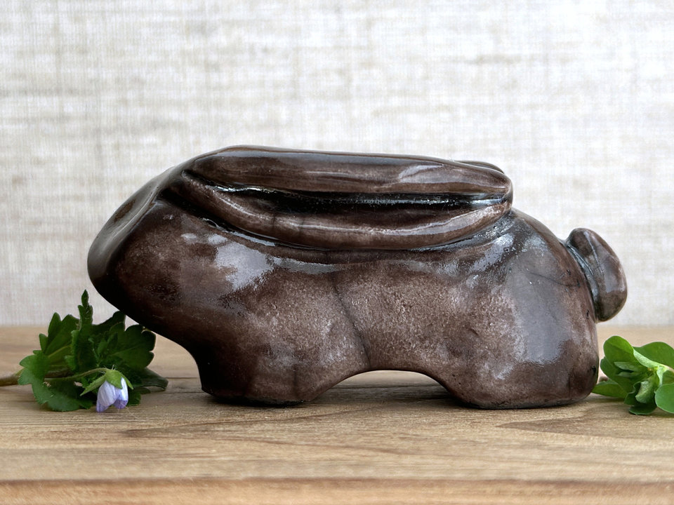 Winter rabbit nature spirit guardian sculpture | Shinto shamanism raku statue